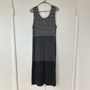 Paraphrase gray and black striped maxi dress